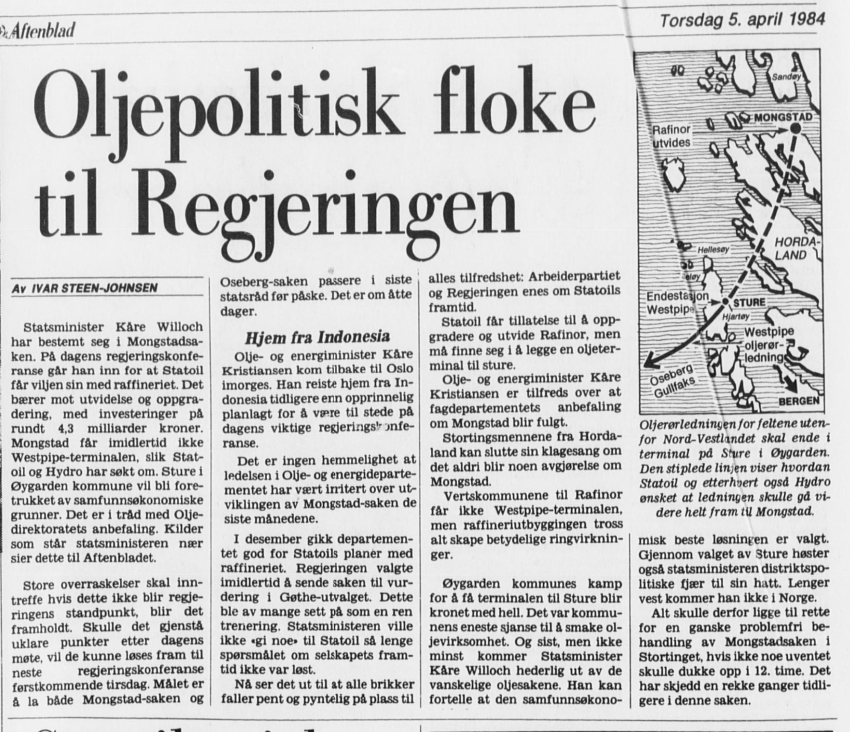 Faksimile: Stavanger Aftenblad, torsdag 5. april 1984